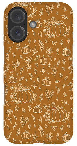 Bronze Floral Ink Pumpkin Pattern - Phone Case