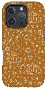 Bronze Floral Ink Pumpkin Pattern - Phone Case