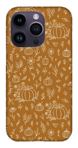 Bronze Floral Ink Pumpkin Pattern - Phone Case