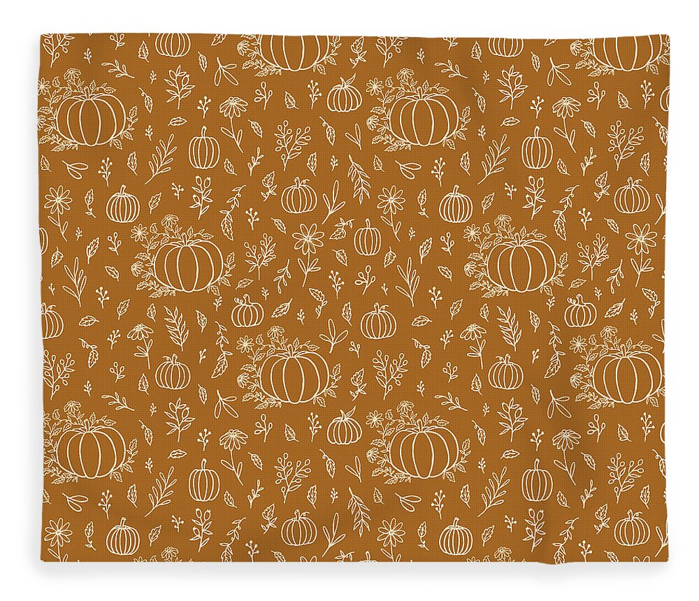 Bronze Floral Ink Pumpkin Pattern - Blanket