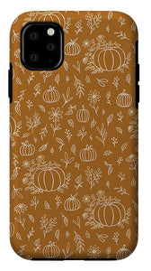 Bronze Floral Ink Pumpkin Pattern - Phone Case