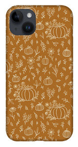 Bronze Floral Ink Pumpkin Pattern - Phone Case