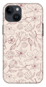 Burgundy Magnolia Pattern - Phone Case