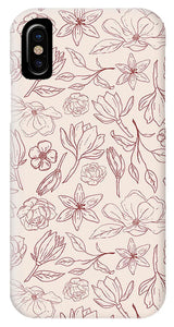 Burgundy Magnolia Pattern - Phone Case