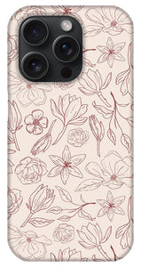 Burgundy Magnolia Pattern - Phone Case