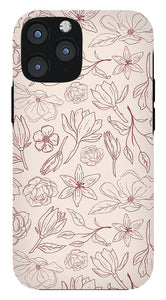 Burgundy Magnolia Pattern - Phone Case