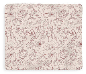 Burgundy Magnolia Pattern - Blanket