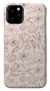 Burgundy Magnolia Pattern - Phone Case