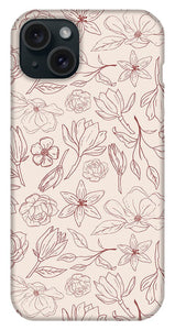 Burgundy Magnolia Pattern - Phone Case