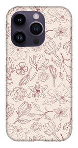 Burgundy Magnolia Pattern - Phone Case