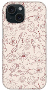 Burgundy Magnolia Pattern - Phone Case