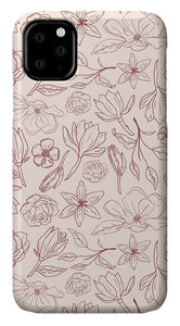 Burgundy Magnolia Pattern - Phone Case