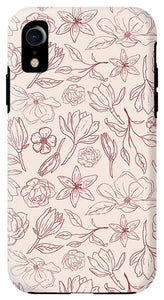 Burgundy Magnolia Pattern - Phone Case