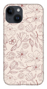 Burgundy Magnolia Pattern - Phone Case