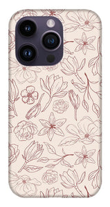Burgundy Magnolia Pattern - Phone Case