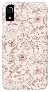 Burgundy Magnolia Pattern - Phone Case
