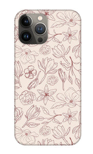 Burgundy Magnolia Pattern - Phone Case