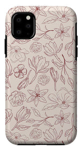 Burgundy Magnolia Pattern - Phone Case