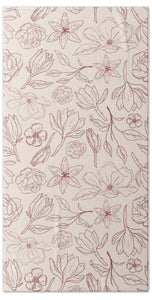 Burgundy Magnolia Pattern - Beach Towel