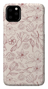 Burgundy Magnolia Pattern - Phone Case