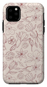 Burgundy Magnolia Pattern - Phone Case