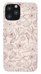 Burgundy Magnolia Pattern - Phone Case