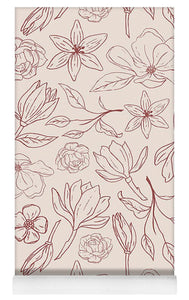 Burgundy Magnolia Pattern - Yoga Mat