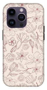 Burgundy Magnolia Pattern - Phone Case