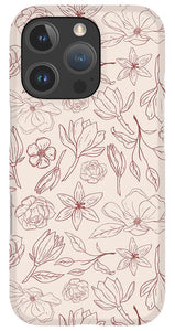 Burgundy Magnolia Pattern - Phone Case