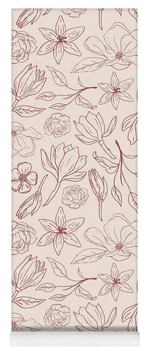Burgundy Magnolia Pattern - Yoga Mat