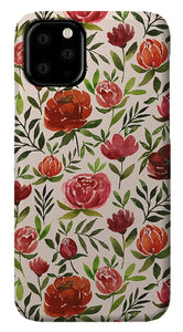 Burgundy Watercolor Floral Pattern - Phone Case