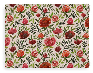Burgundy Watercolor Floral Pattern - Blanket