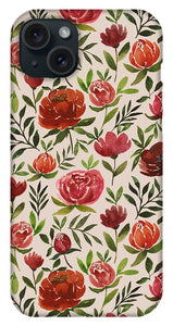 Burgundy Watercolor Floral Pattern - Phone Case