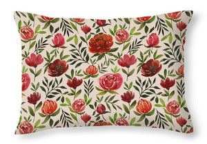Burgundy Watercolor Floral Pattern - Throw Pillow