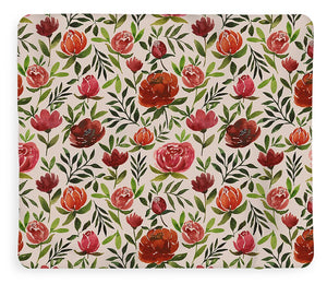 Burgundy Watercolor Floral Pattern - Blanket
