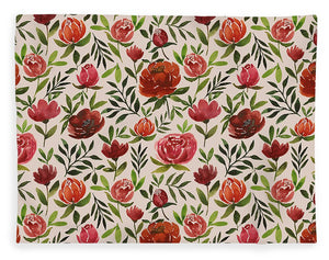 Burgundy Watercolor Floral Pattern - Blanket