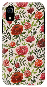 Burgundy Watercolor Floral Pattern - Phone Case