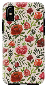 Burgundy Watercolor Floral Pattern - Phone Case