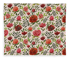 Load image into Gallery viewer, Burgundy Watercolor Floral Pattern - Blanket
