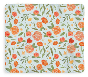 Burnt Orange Floral Pattern - Blanket