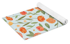 Burnt Orange Floral Pattern - Yoga Mat