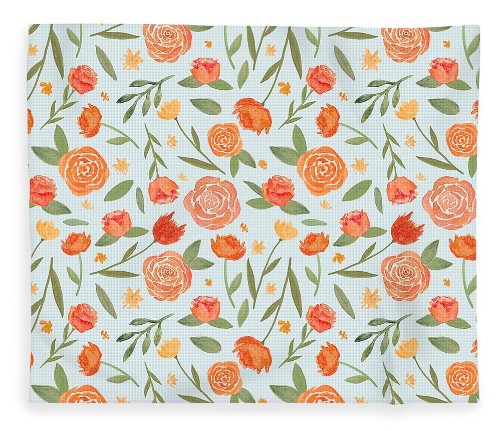 Burnt Orange Floral Pattern - Blanket