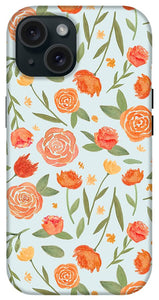 Burnt Orange Floral Pattern - Phone Case