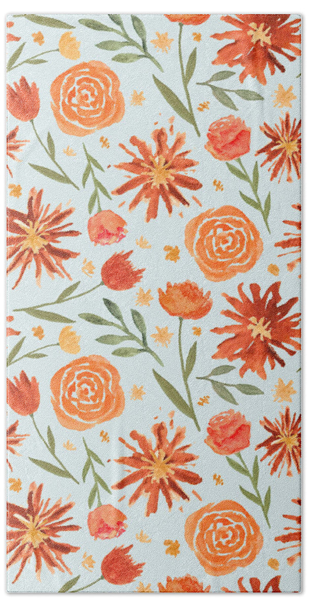 Burnt Orange Flower Burst Pattern - Beach Towel
