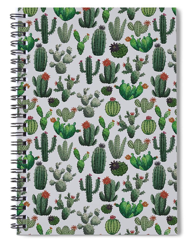 Cactus Watercolor Pattern - Spiral Notebook