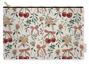 Cherry and Roses Pattern - Zip Pouch