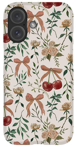 Cherry and Roses Pattern - Phone Case