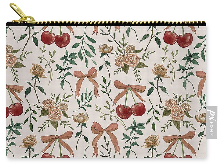 Cherry and Roses Pattern - Zip Pouch