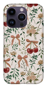 Cherry and Roses Pattern - Phone Case