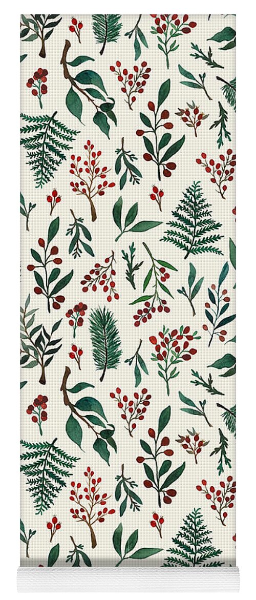 Christmas Berries Pattern - Yoga Mat